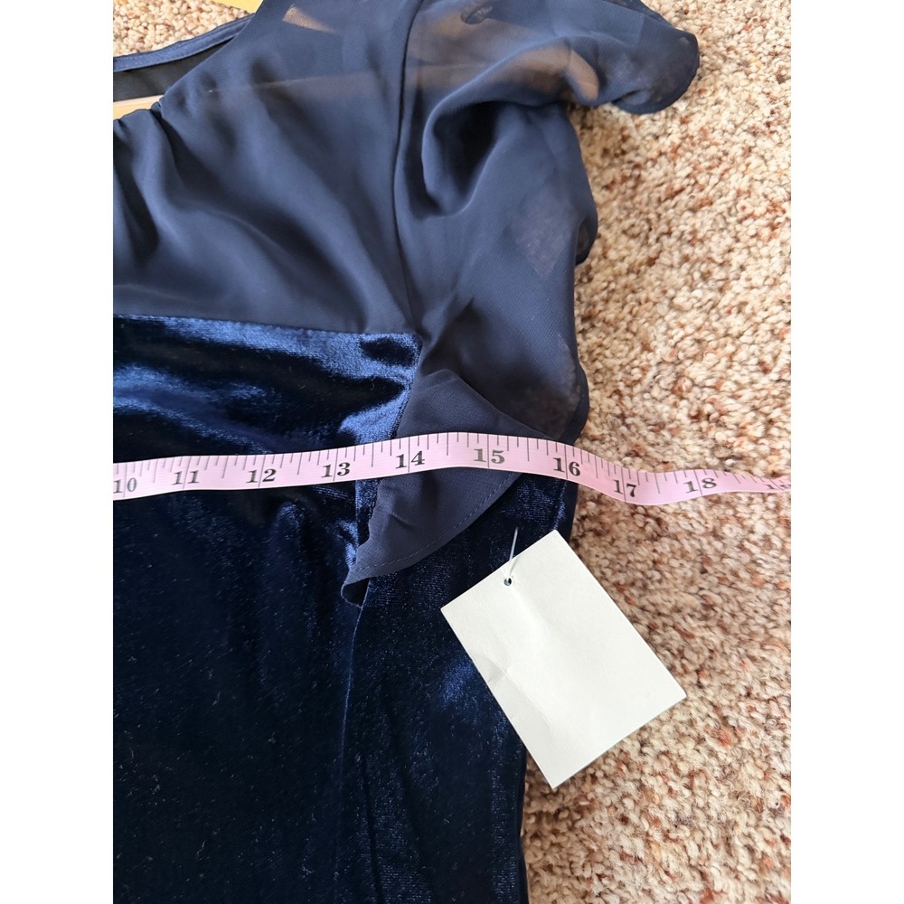 Harper Rose Sheath Dress 6 Navy Blue Velvet Flutter Sleeve Cocktail Elegant Chic - Picture 5 of 7